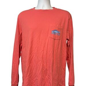 Vineyard Vines Men's Long Sleeve Pocket Tee With Fish Graphic Pink Salmon M